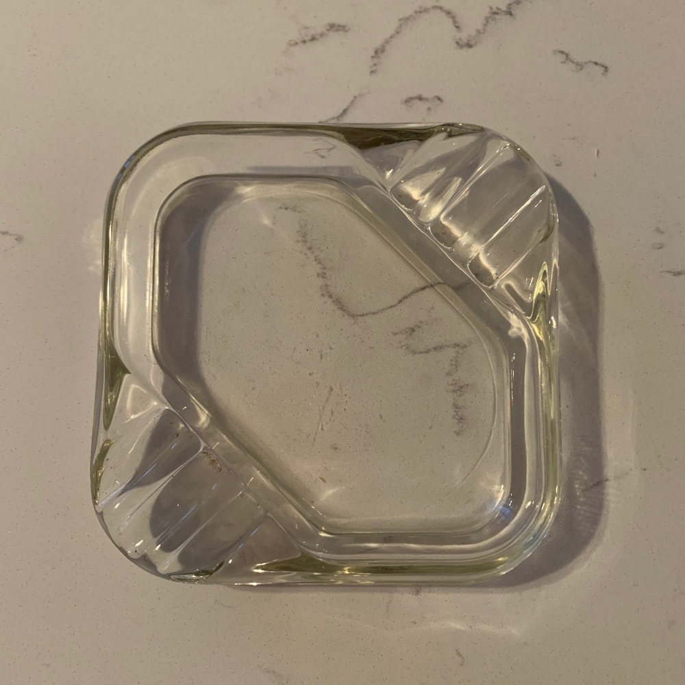 Clear glass ashtray